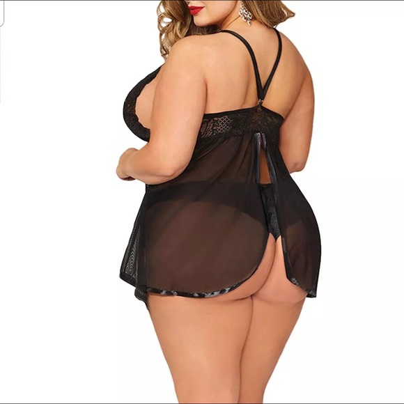 Women transparent dress Lingerie Plus Size  Open - Picture 2 of 2